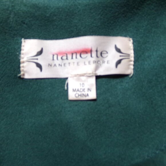 Nanette By Nanette Lepore Green Dress with Lace Bell Sleeves - Picture 3 of 6